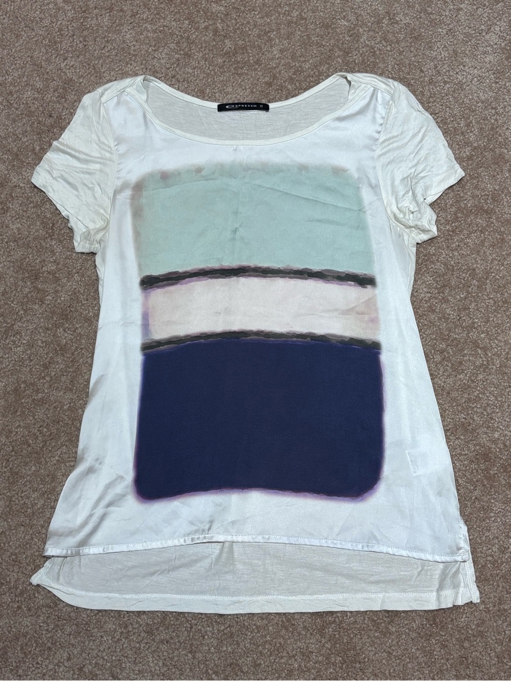 White ColourBlock Cap Sleeve T-Shirt